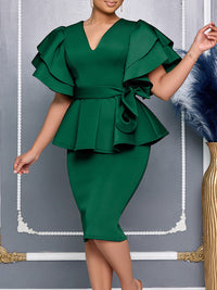 Beautiedoll Solid Ruffle Tied Dress