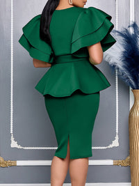 Beautiedoll Solid Ruffle Tied Dress