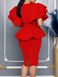 Beautiedoll Solid Ruffle Tied Dress