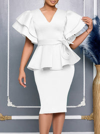 Beautiedoll Solid Ruffle Tied Dress