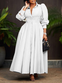 Solid Button-Front Shirt Dress