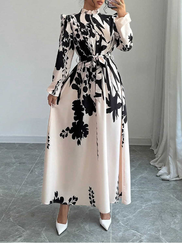 Printed Tied Shirt Dress