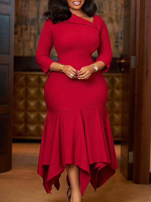 Beautiedoll Solid Asymmetric Mermaid Dress