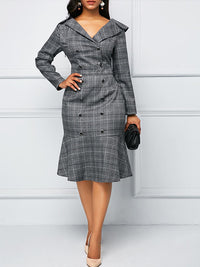 Plaid Double-Breasted Dress