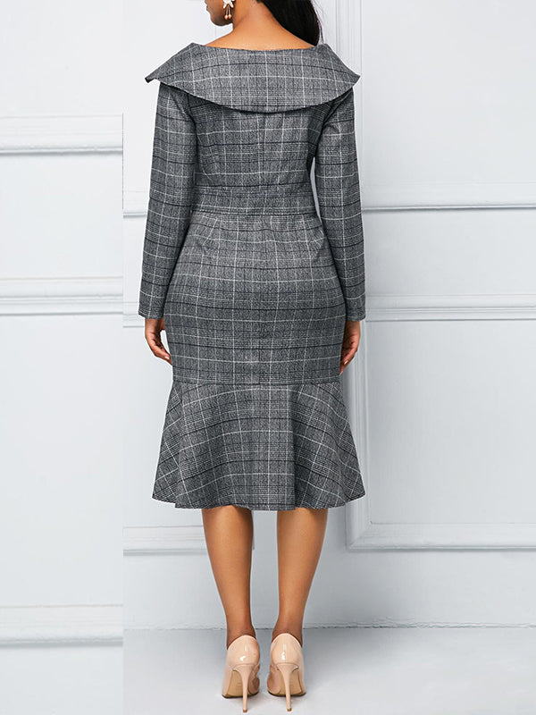 Plaid Double-Breasted Dress