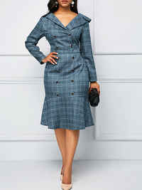 Plaid Double-Breasted Dress