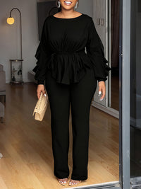 Drawstring Ruffle Top & Pants Set