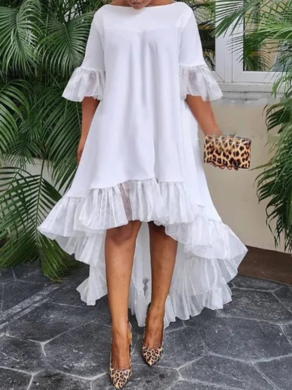 Beautiedoll Solid Sheer-Combo Dress