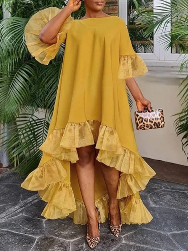 Beautiedoll Solid Sheer-Combo Dress