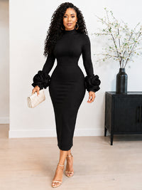 Floral-Sleeve Bodycon Dress