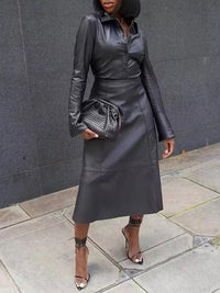 Faux-Leather Shirt & Skirt Set