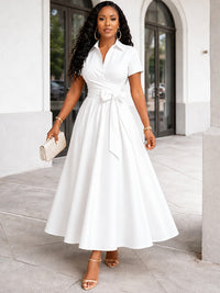 Solid Tied Shirt Dress