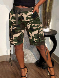 Beautiedoll Drawstring Camo Cargo Shorts