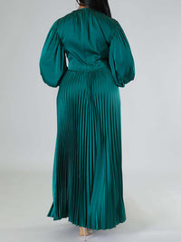 Solid Pleated Dress