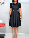 Beautiedoll Button-Front Frilled Pleated Dress