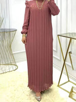 Solid Tied Pleated Dress