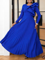 Solid Frilled Pleated Dress