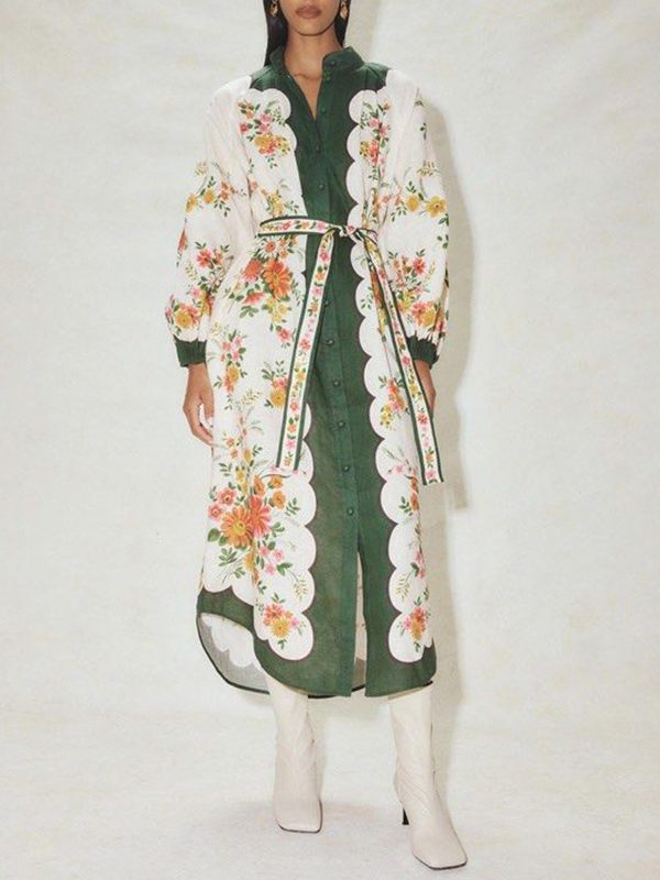 Floral Tied Shirt Dress