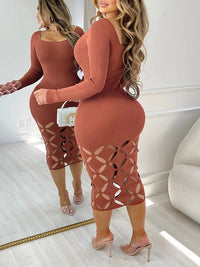 Beautiedoll Solid Cutout Bodycon Dress