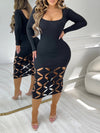 Beautiedoll Solid Cutout Bodycon Dress