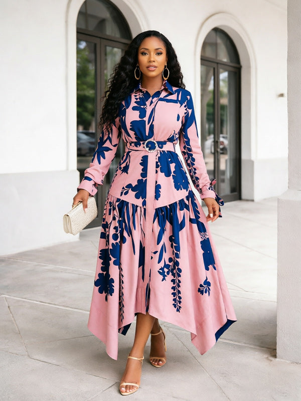 Printed Belted Shirt Dress