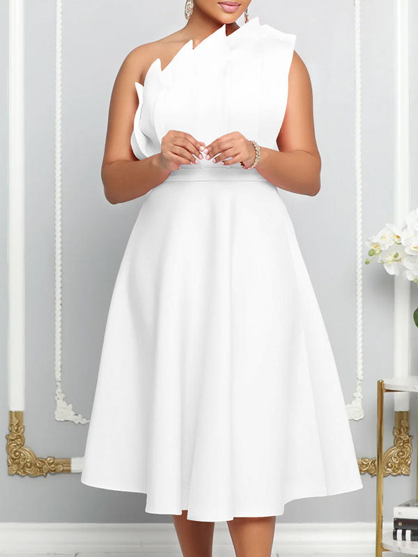 Beautiedoll Solid Ruched Sleeveless Dress