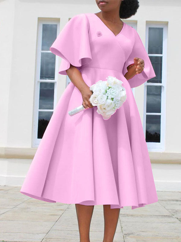 Beautiedoll V-Neck Bell-Sleeve Dress