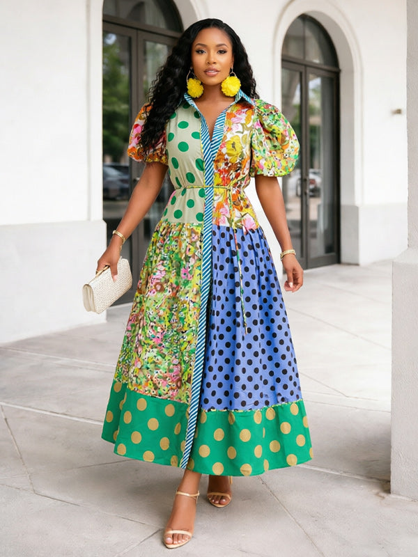 Printed Combo Shirt Dress