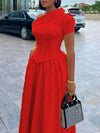 Beautiedoll Solid One-Shoulder Midi Dress