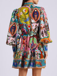 Beautiedoll Printed Button-Front Shirt Dress