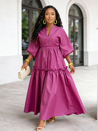 Solid V-Neck Maxi Dress