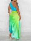 Beautiedoll Ombre One-Shoulder Pleated Dress