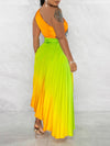 Beautiedoll Ombre One-Shoulder Pleated Dress