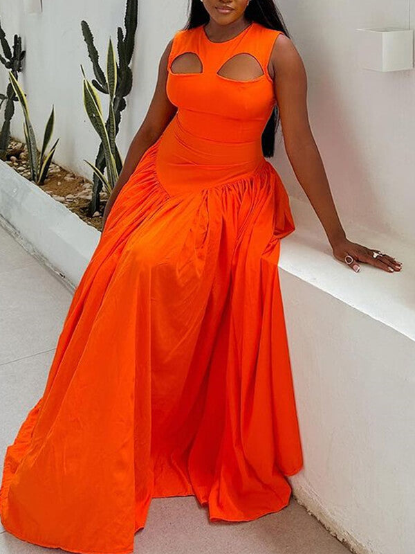 Beautiedoll Solid Sleeveless Maxi Dress