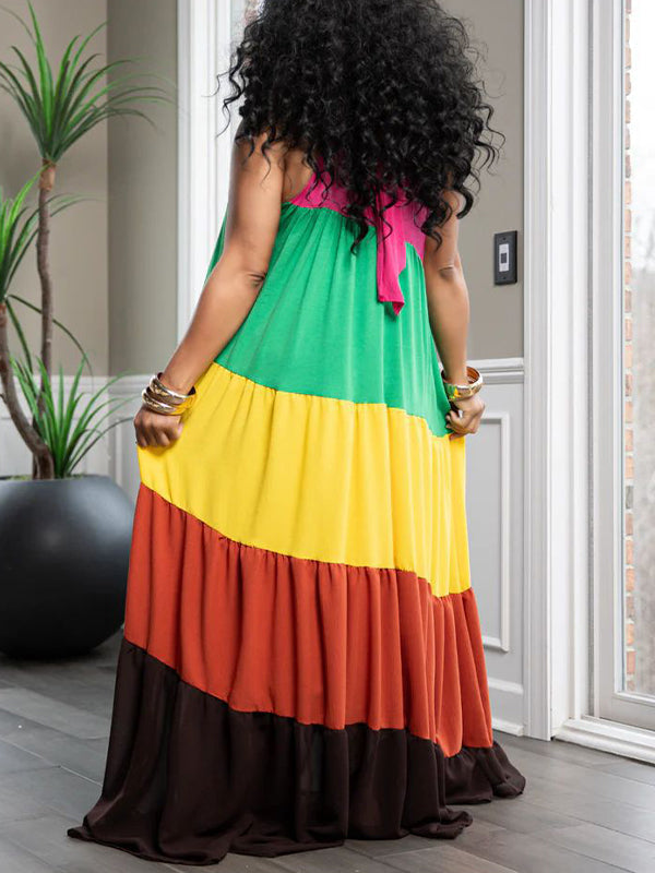 Colorblock Sleeveless Maxi Dress