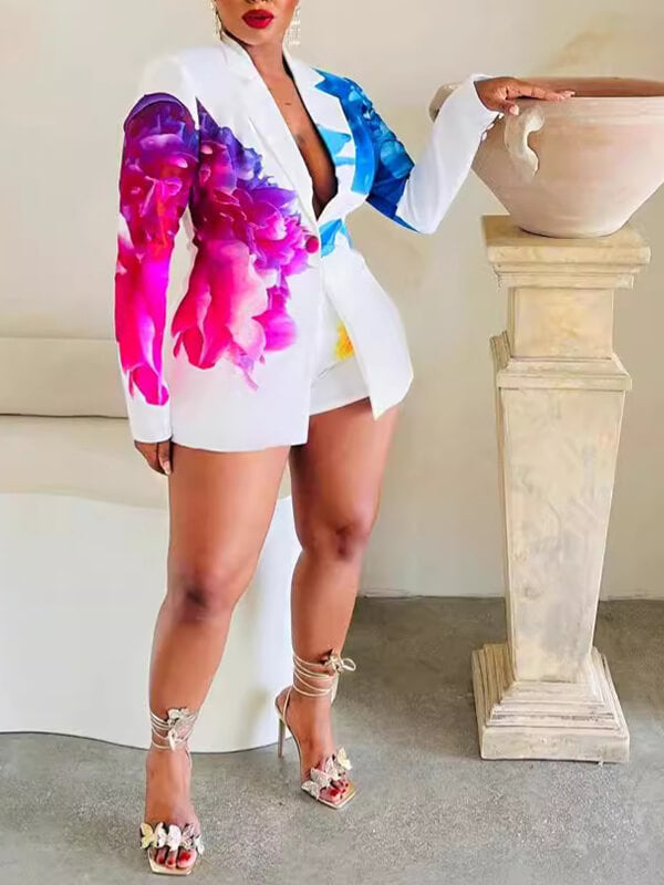 Beautiedoll Printed Blazer & Shorts Set