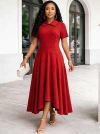 Solid Collared Midi Dress