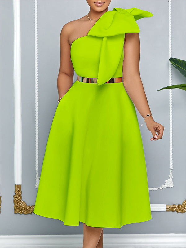 Beautiedoll Solid One-Shoulder Dress