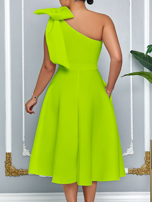 Solid One-Shoulder Dress