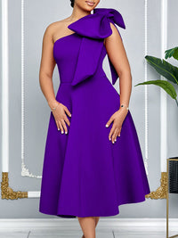 Beautiedoll Solid One-Shoulder Dress