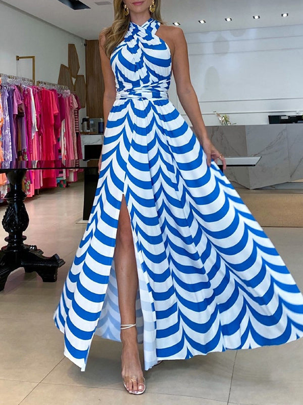 Beautiedoll Printed Halter Maxi Dress