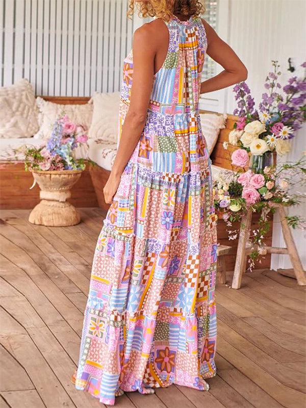 Printed Sleeveless Maxi Dress