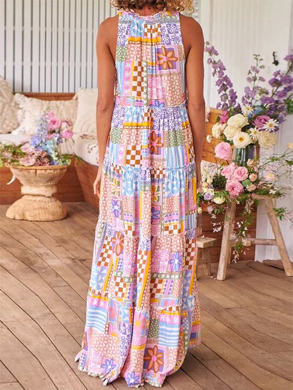 Printed Sleeveless Maxi Dress