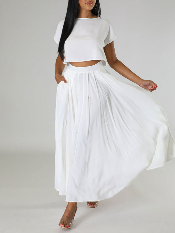 Solid Tee & Skirt Set