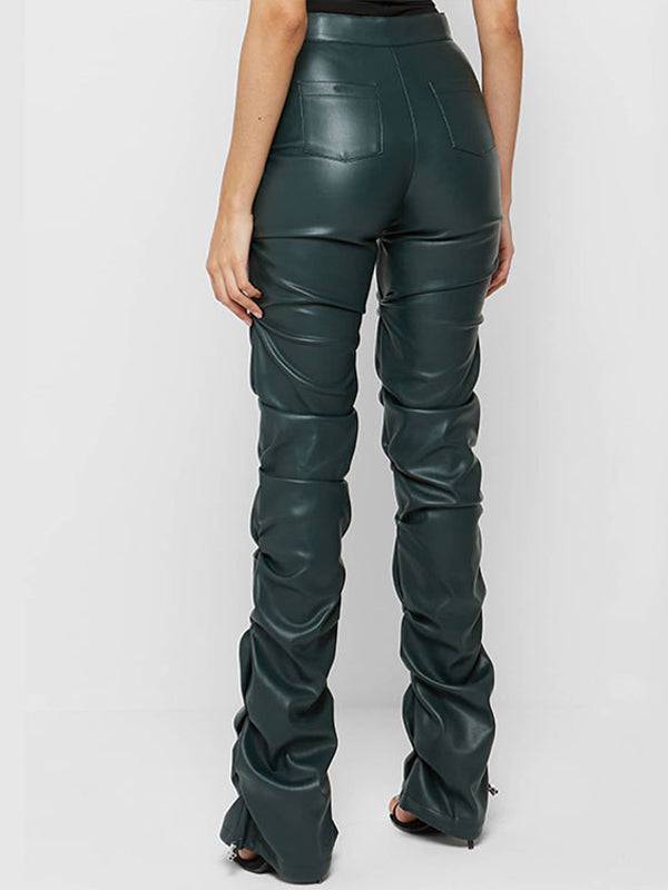 Faux Leather Ruched Pants