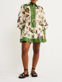 Printed Tied Shirt Dress