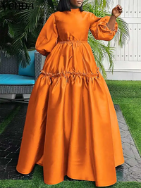 Mock-Neck Frilled Maxi Dress