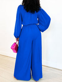 Solid Button-Front Tied Jumpsuit