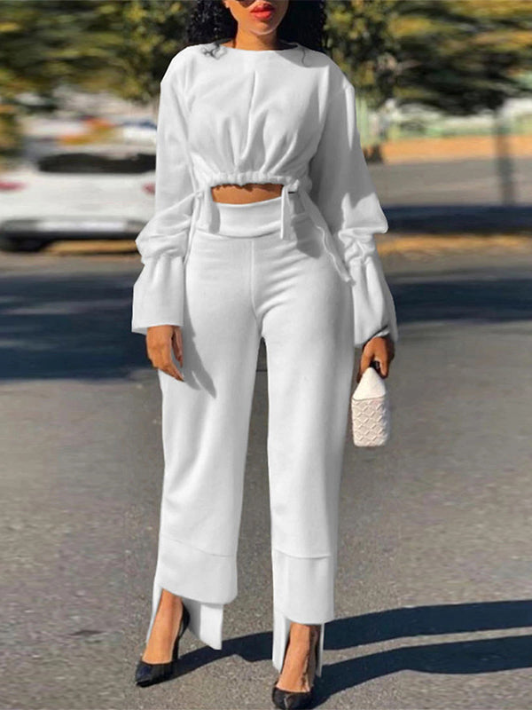 Solid Top & Pants Set