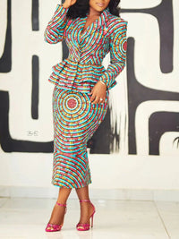 Printed Blazer & Skirt Set